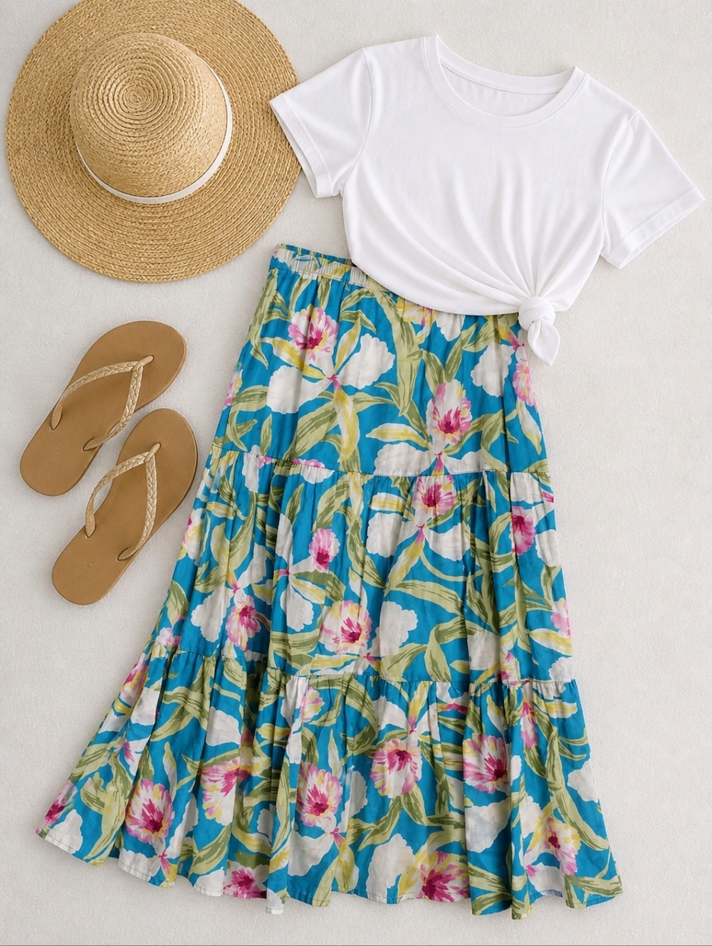 RALPH LAUREN Maxi Floral Skirt Costal Chic
